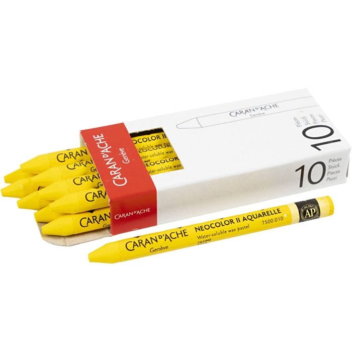 CARAN D’ACHE Neocolor II, L: 10 cm, spess. 8,5 mm, yellow (010), 10 pz/ 1 conf.