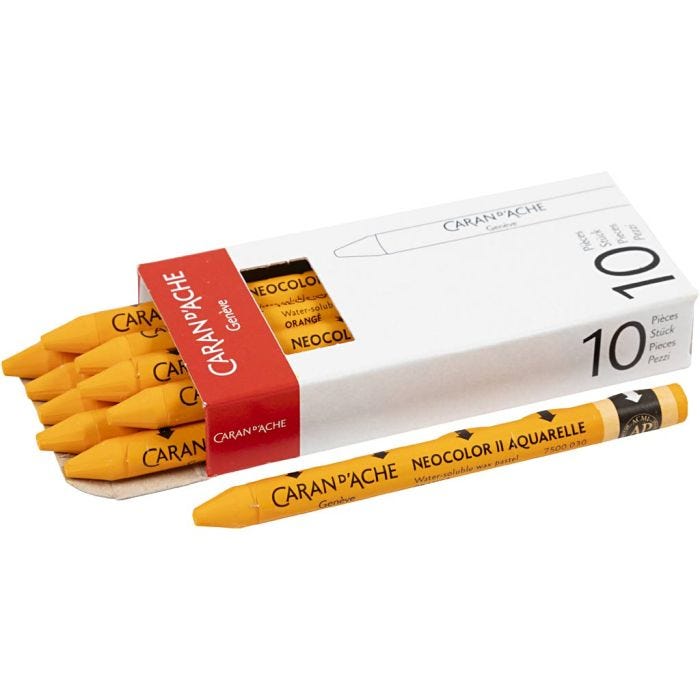 CARAN D’ACHE Neocolor II, L: 10 cm, spess. 8,5 mm, orange (030), 10 pz/ 1 conf.