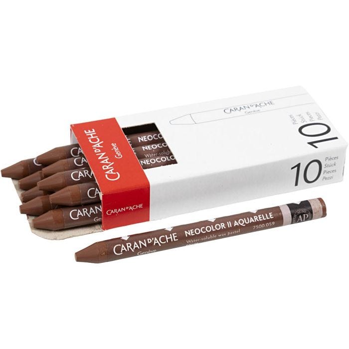CARAN D’ACHE Neocolor II, L: 10 cm, spess. 8,5 mm, brown (059), 10 pz/ 1 conf.