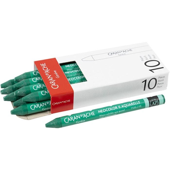 CARAN D’ACHE Neocolor II, L: 10 cm, spess. 8,5 mm, emerald green (210), 10 pz/ 1 conf.