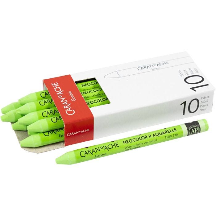 CARAN D’ACHE Neocolor II, L: 10 cm, spess. 8,5 mm, yellow green (230), 10 pz/ 1 conf.
