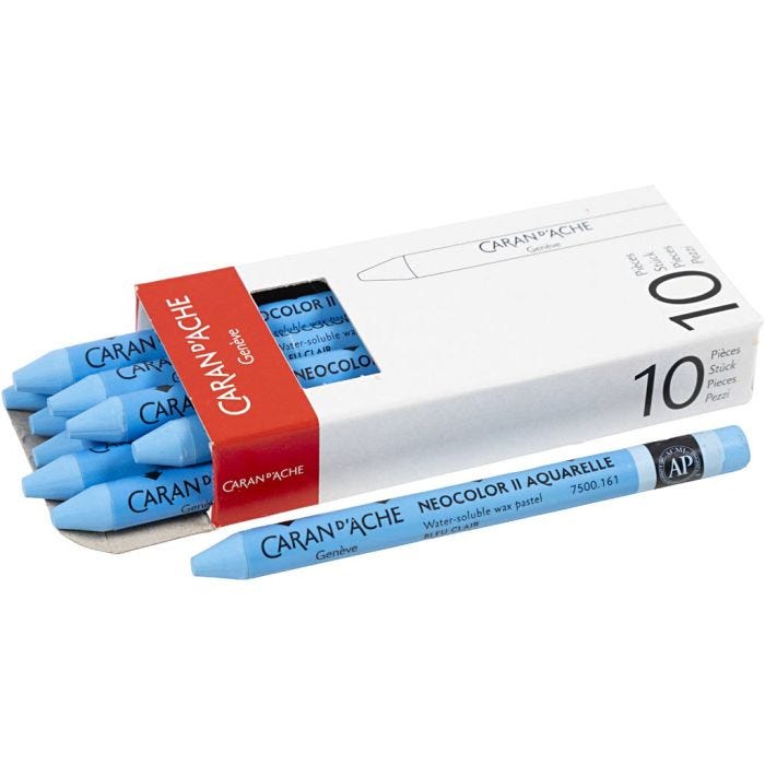 CARAN D’ACHE Neocolor II, L: 10 cm, spess. 8,5 mm, light blue (161), 10 pz/ 1 conf.
