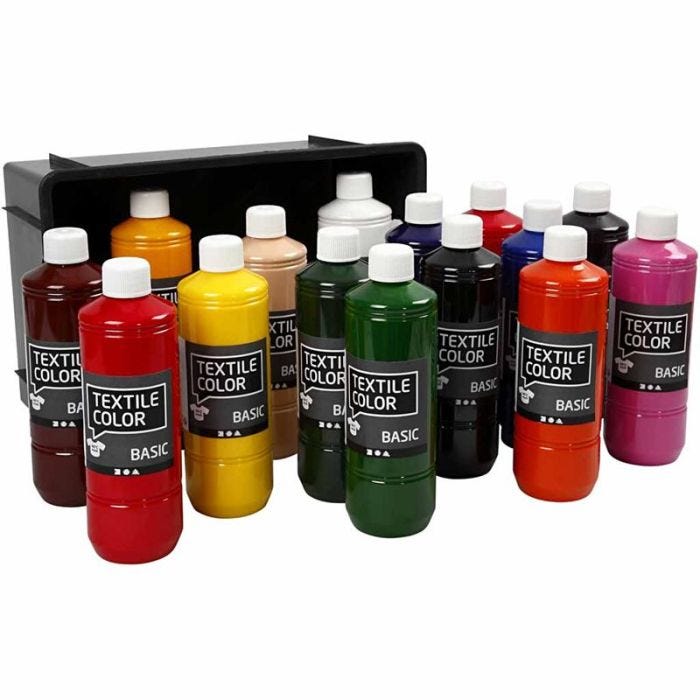 Colore per tessuti, colori asst., 15x500 ml/ 1 conf.