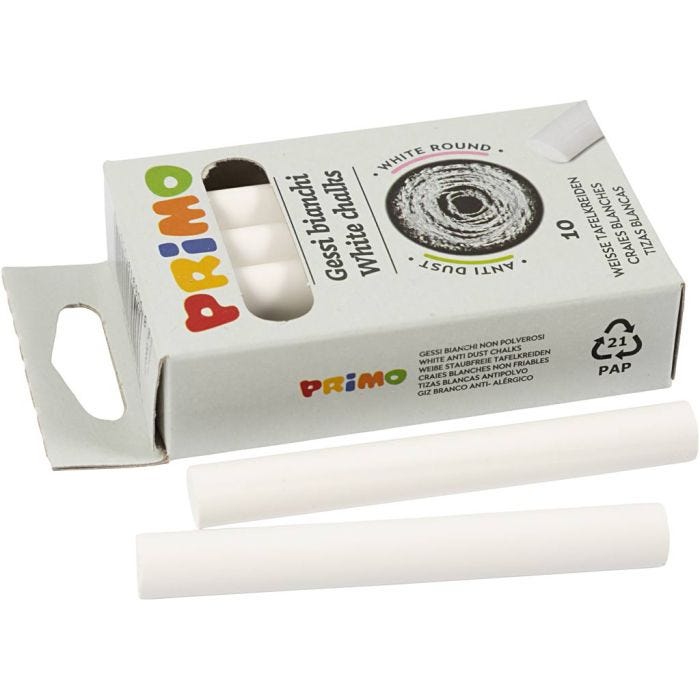 Gessetti, L: 8 cm, diam 10 mm, bianco, 10 pz/ 1 conf.