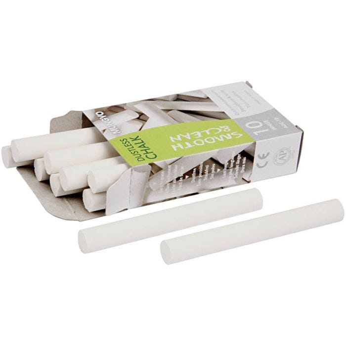 Gessetti, L: 8 cm, diam 10 mm, bianco, 10x10 pz/ 1 conf.