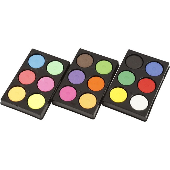 Acquerelli, H: 16 mm, diam 44 mm, colori neon, colore aggiuntivo, 1 conf.