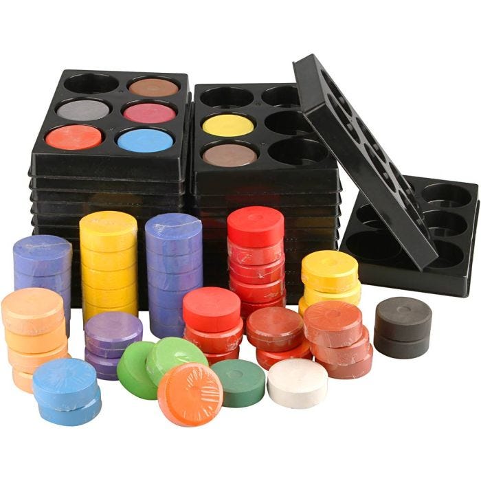Acquerelli, H: 16 mm, diam 44 mm, colori asst., 1 set