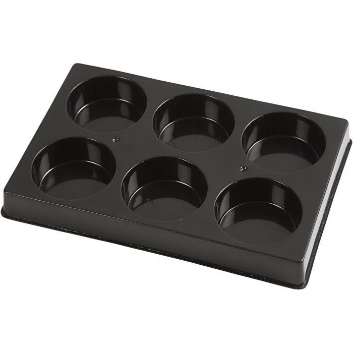 Tavolozza per acquerelli, diam 57 mm, misura 15x21 cm, nero, 1 pz