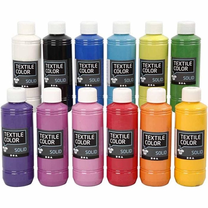 Base per tessuti, opaca, colori asst., 12x250 ml/ 1 conf.