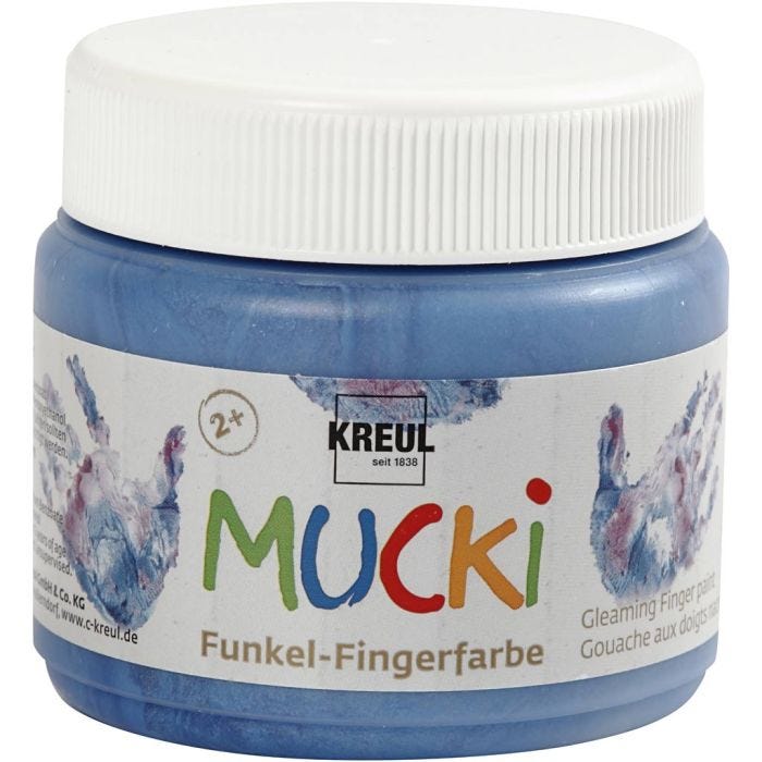 Mucki Pittura da dita, blu metallico, 150 ml/ 1 vasch.