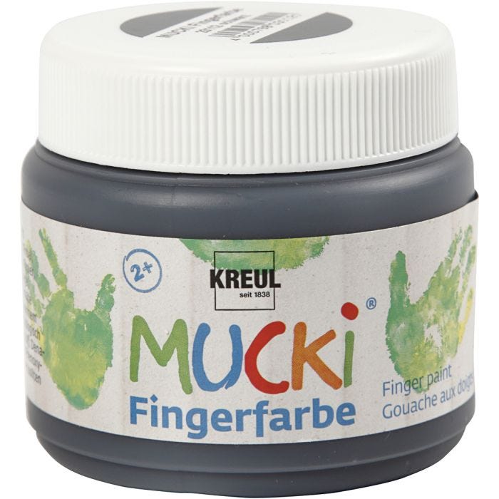 Mucki Pittura da dita, nero, 150 ml/ 1 vasch.