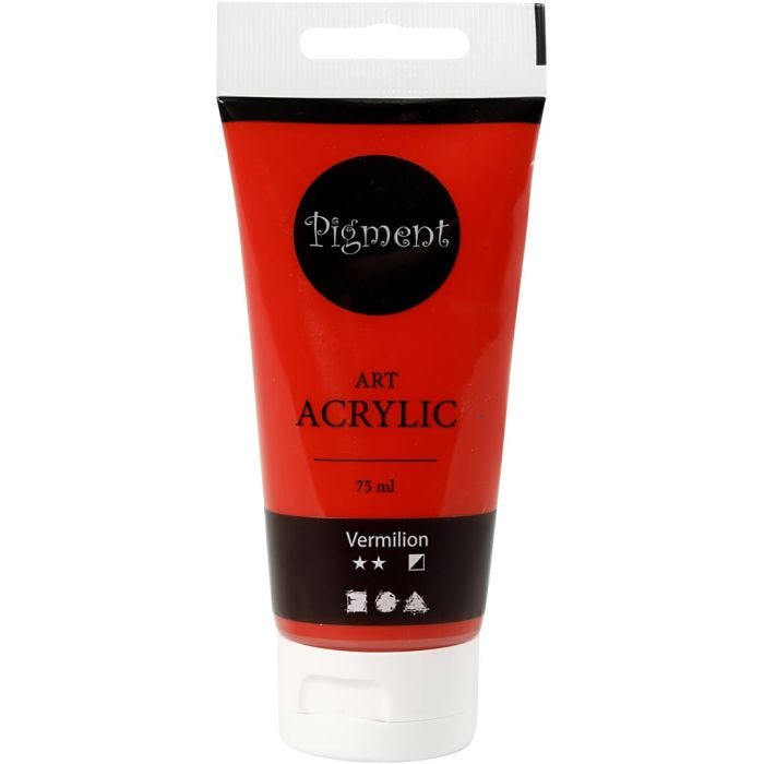 Pittura Acrilia, semi-lucido, semi opaco, rosso primario, 75 ml/ 1 bott.