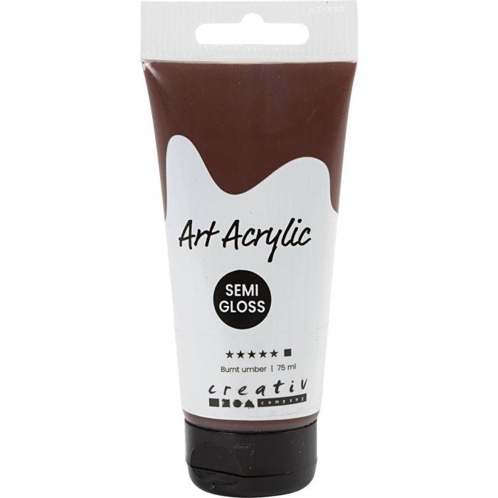 Pittura Acrilia, semi-lucido, opaca, terra d'ombra bruciata, 75 ml/ 1 bott.