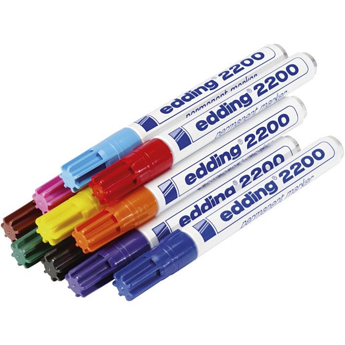 Marcatori Edding, ampiezza tratto 1,5-3 mm, colori asst., 10 pz/ 1 conf.