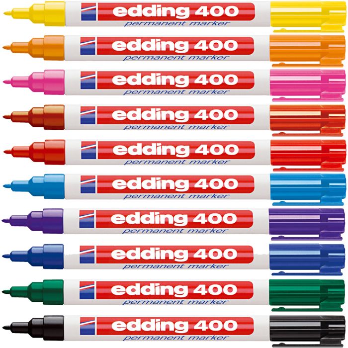 Marcatori Edding 400, ampiezza tratto 1 mm, colori asst., 10 pz/ 1 conf.