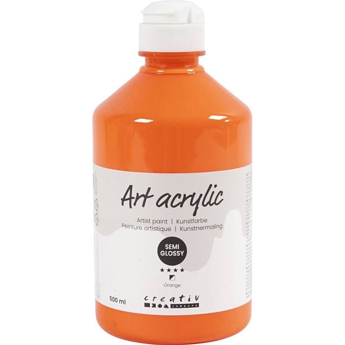 Pittura Acrilia, semi-lucido, semi transparent, arancio, 500 ml/ 1 bott.