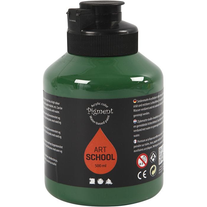 Pittura Acrilia, semi-lucido, semi transparent, verde scuro, 500 ml/ 1 bott.