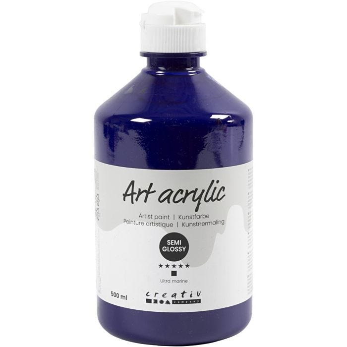 Pittura Acrilia, semi-lucido, opaca, ultra marine, 500 ml/ 1 bott.