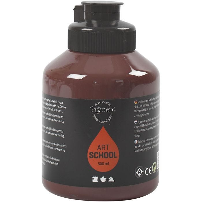 Pittura Acrilia, semi-lucido, opaca, terra d'ombra bruciata, 500 ml/ 1 bott.