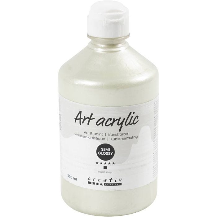 Pittura Acrilia, semi-lucido, opaca, argento perlato, 500 ml/ 1 bott.