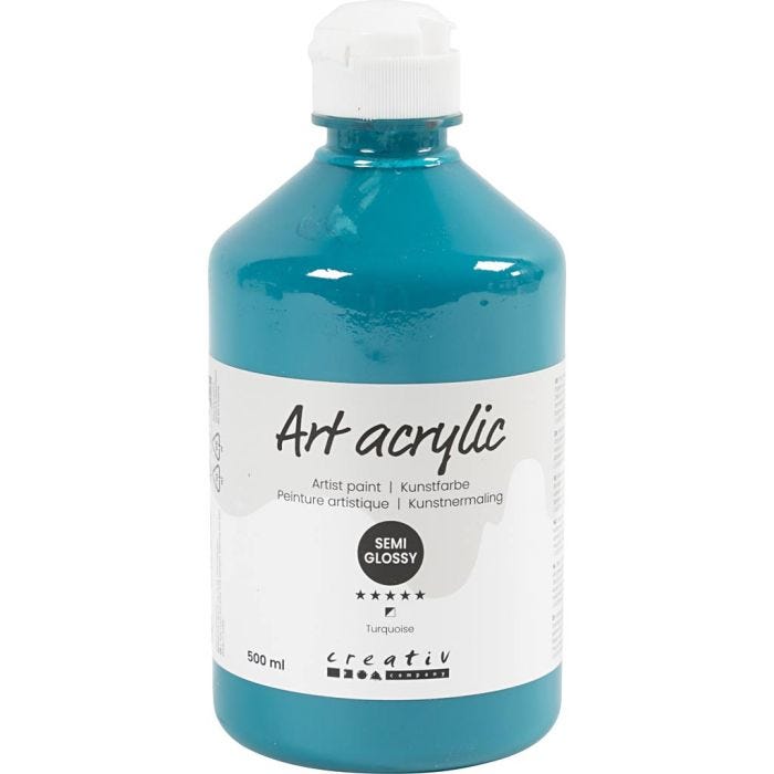 Pittura Acrilia, semi-lucido, opaca, turchese, 500 ml/ 1 bott.