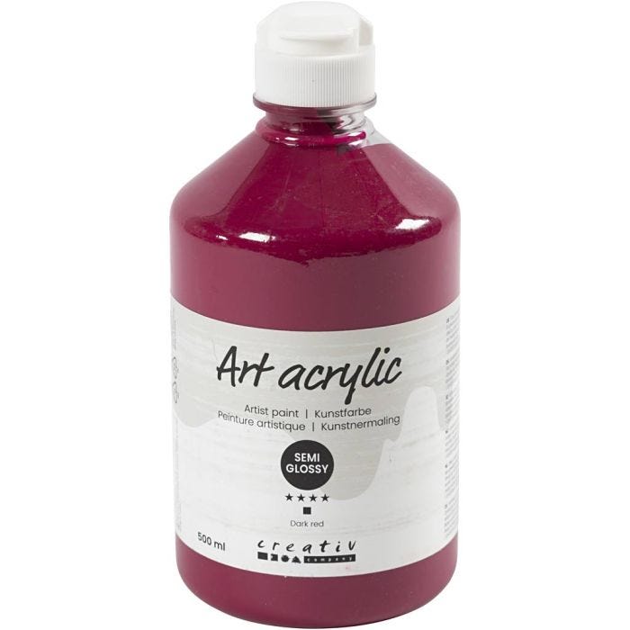 Pittura Acrilia, semi-lucido, semi transparent, rosso scuro, 500ml/ 1 bott.