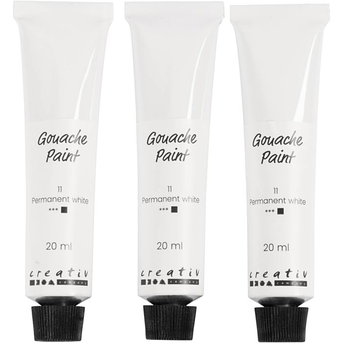Pittura gouache, bianco, 3x20 ml/ 1 conf.