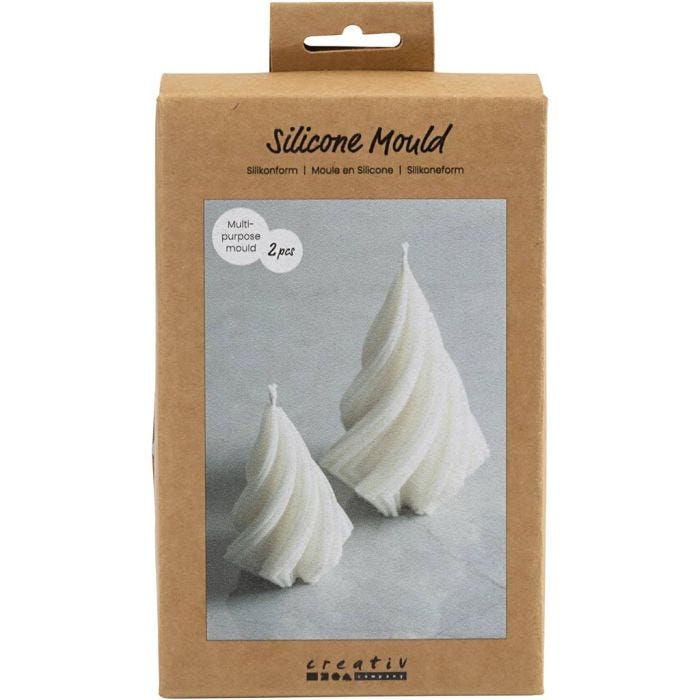 Stampo in Silicone, Albero di Natale, H: 8+11 cm, diam 5+7 cm, 2 pz/ 1 conf.
