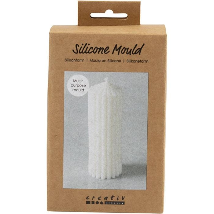 Stampo in Silicone, Cilindro scanalato, H: 12 cm, diam 4 cm, 1 pz/ 1 conf.