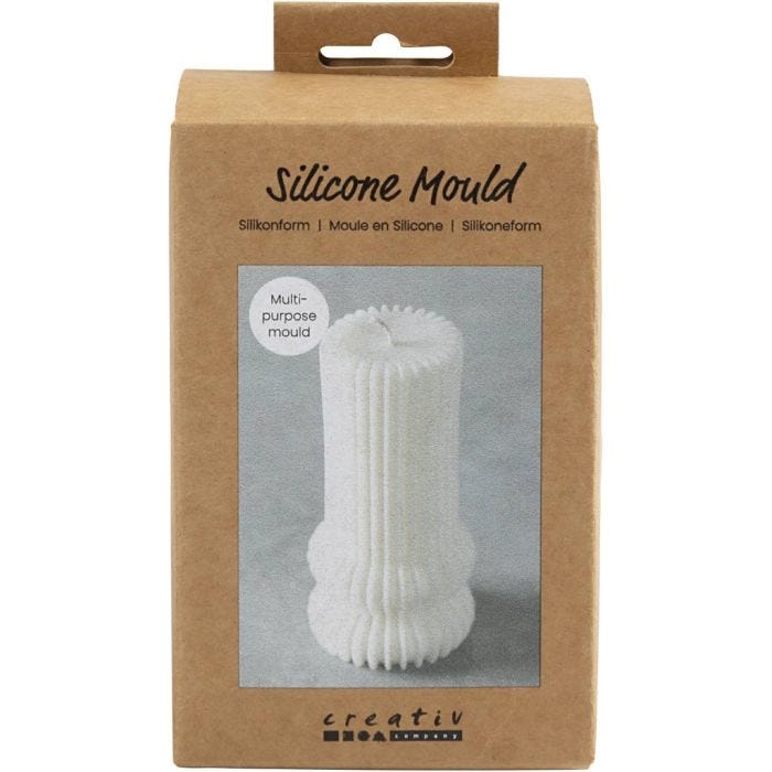 Stampo in Silicone, Cilindro scanalato con archi, H: 12,5 cm, diam 6 cm, 1 pz/ 1 conf.
