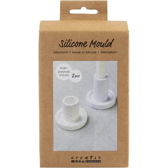 Stampo in silicone, Portacandela, H: 6,5+7,5 cm, diam 7,3 cm, 2 pz/ 1 conf.
