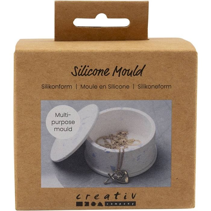 Stampo in silicone, Barattolo con coperchio, H: 4,5 cm, diam 7,5 cm, 1 pz/ 1 conf.