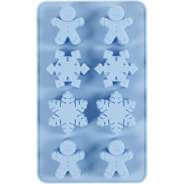 Stampo in silicone, cristalli di ghiaccio e omino di pan di zenzero, H: 2,5 cm, L: 3 cm, L: 4,5 cm, 12,5 ml, 1 pz