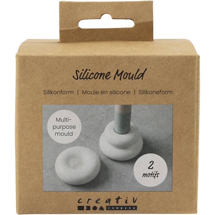 Stampo in silicone, Portacandele a forma di ciambella, H: 2+3,8 cm, diam 6+6,2 cm, trasparente opaco, 1 pz/ 1 conf.