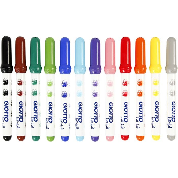 Pennarelli, diam 5 mm, ampiezza tratto 1-3 mm, colori asst., 12 pz/ 1 conf.