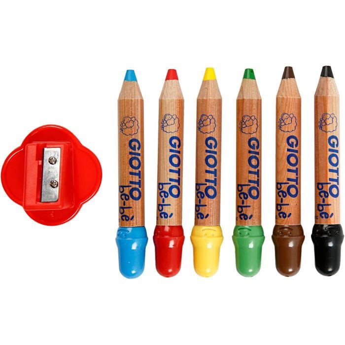 Pastelli Colorati, L: 10,5 cm, spess. 13 mm, mina 6 mm, colori asst., 6 pz/ 1 conf.