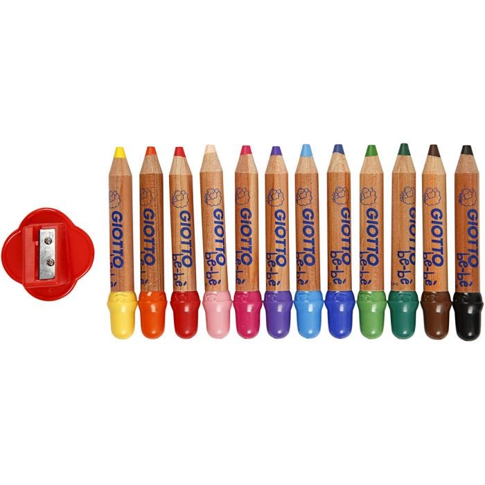 Pastelli Colorati, L: 10,5 cm, spess. 13 mm, mina 6 mm, colori asst., 12 pz/ 1 conf.