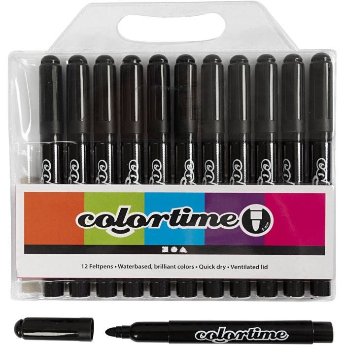 Pennarelli Colortime, ampiezza tratto 5 mm, nero, 12 pz/ 1 conf.
