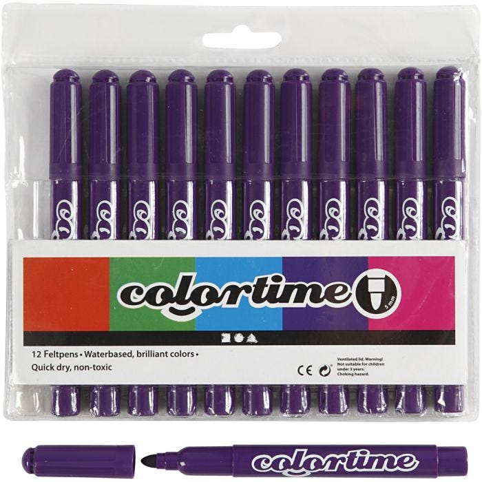 Pennarelli Colortime, ampiezza tratto 5 mm, viola, 12 pz/ 1 conf.