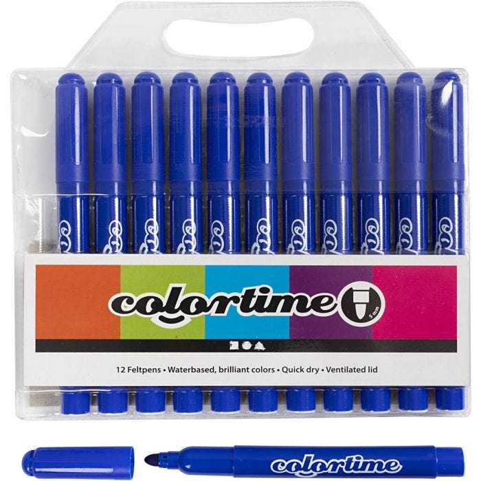 Pennarelli Colortime, ampiezza tratto 5 mm, blu, 12 pz/ 1 conf.