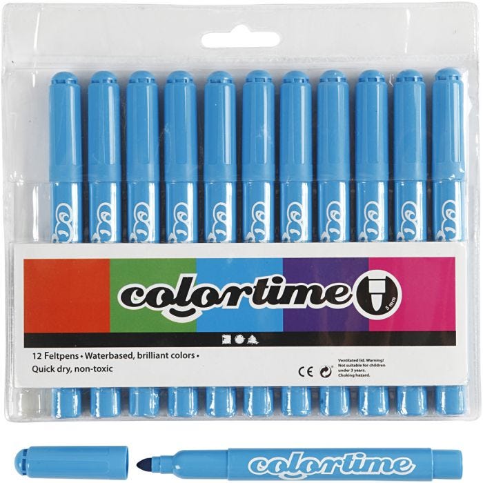 Pennarelli Colortime, ampiezza tratto 5 mm, azzurro, 12 pz/ 1 conf.