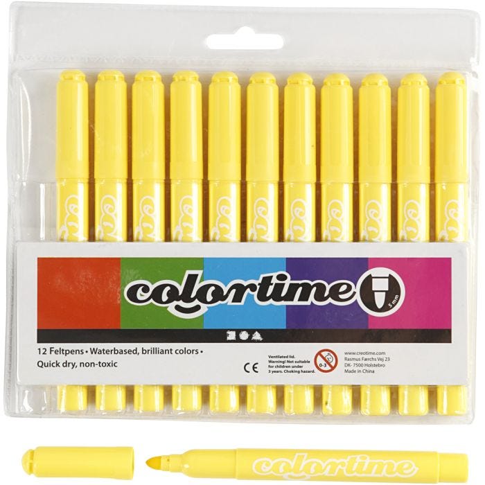 Pennarelli Colortime, ampiezza tratto 5 mm, giallo limone, 12 pz/ 1 conf.