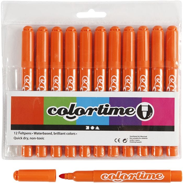 Pennarelli Colortime, ampiezza tratto 5 mm, arancio, 12pz/ 1 conf.