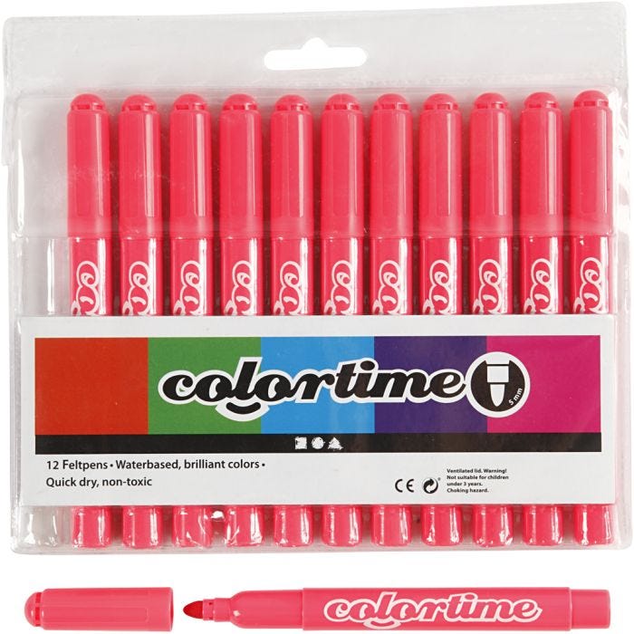 Pennarelli Colortime, ampiezza tratto 5 mm, rosa, 12 pz/ 1 conf.