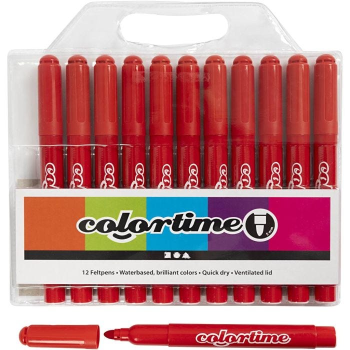 Pennarelli Colortime, ampiezza tratto 5 mm, rosso, 12 pz/ 1 conf.