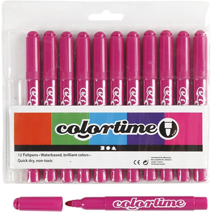 Pennarelli Colortime, ampiezza tratto 5 mm, rosato, 12 pz/ 1 conf.