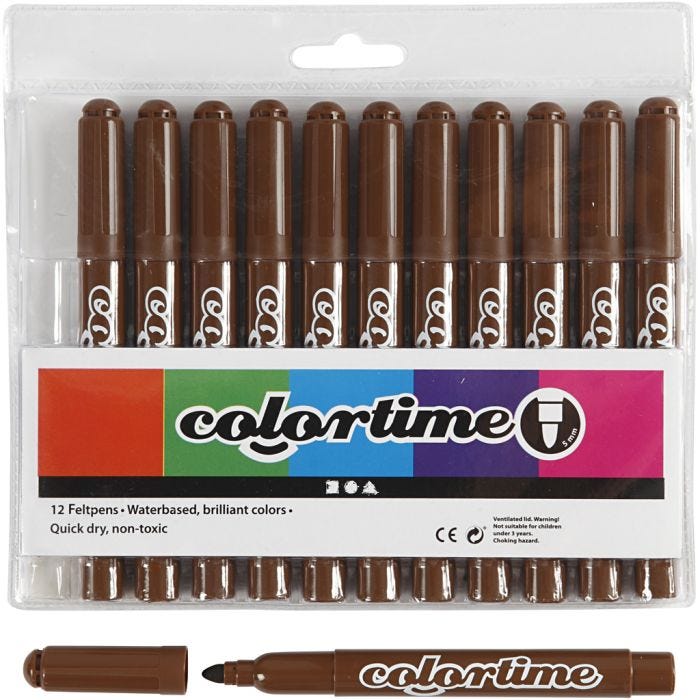 Pennarelli Colortime, ampiezza tratto 5 mm, marrone, 12 pz/ 1 conf.