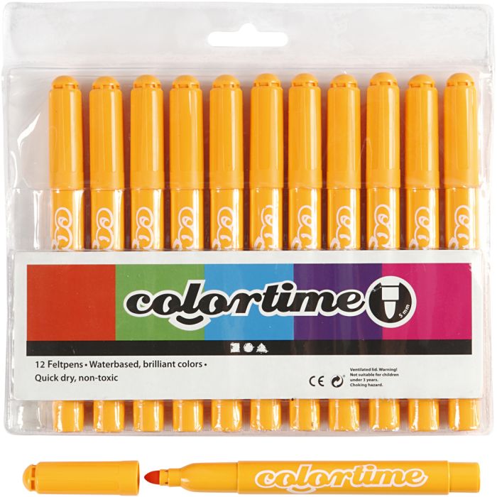 Pennarelli Colortime, ampiezza tratto 5 mm, giallo caldo, 12 pz/ 1 conf.