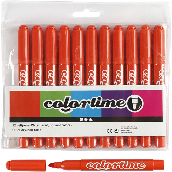Pennarelli Colortime, ampiezza tratto 5 mm, arancio scuro, 12 pz/ 1 conf.