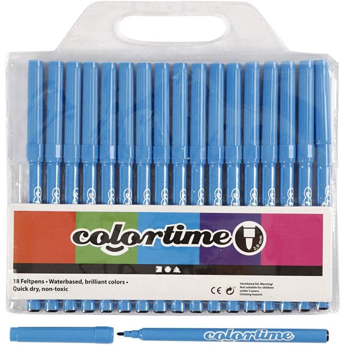 Pennarelli Colortime, ampiezza tratto 2 mm, azzurro, 18 pz/ 1 conf.